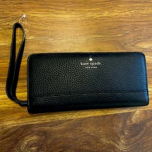 Kate Spade black wallet with wristlet. Brand new with tags, never used.